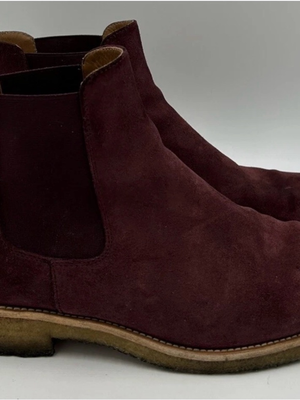 Taft Suede Leather Slip On Chelsea Boots Jude Burgundy Men’s Size 41